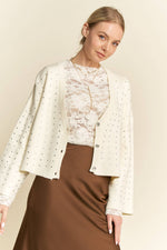 White Glitz Cardigan: Ivory