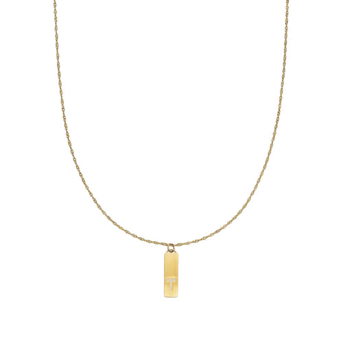 Waterproof Gold Initial Bar Pendant Necklace - Set of 16