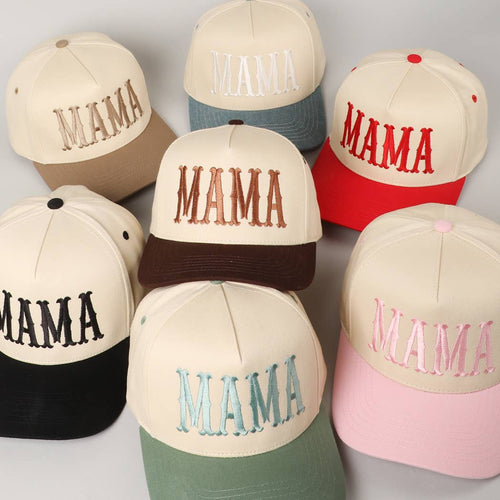 MAMA Typographic Design Embroidery Baseball Cap: Denim / ONE SIZE