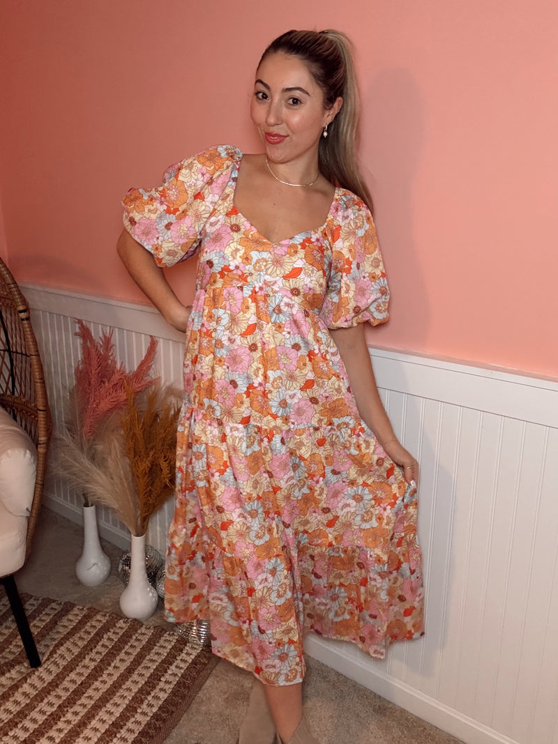 Groovy Spring Floral Maxi Dress