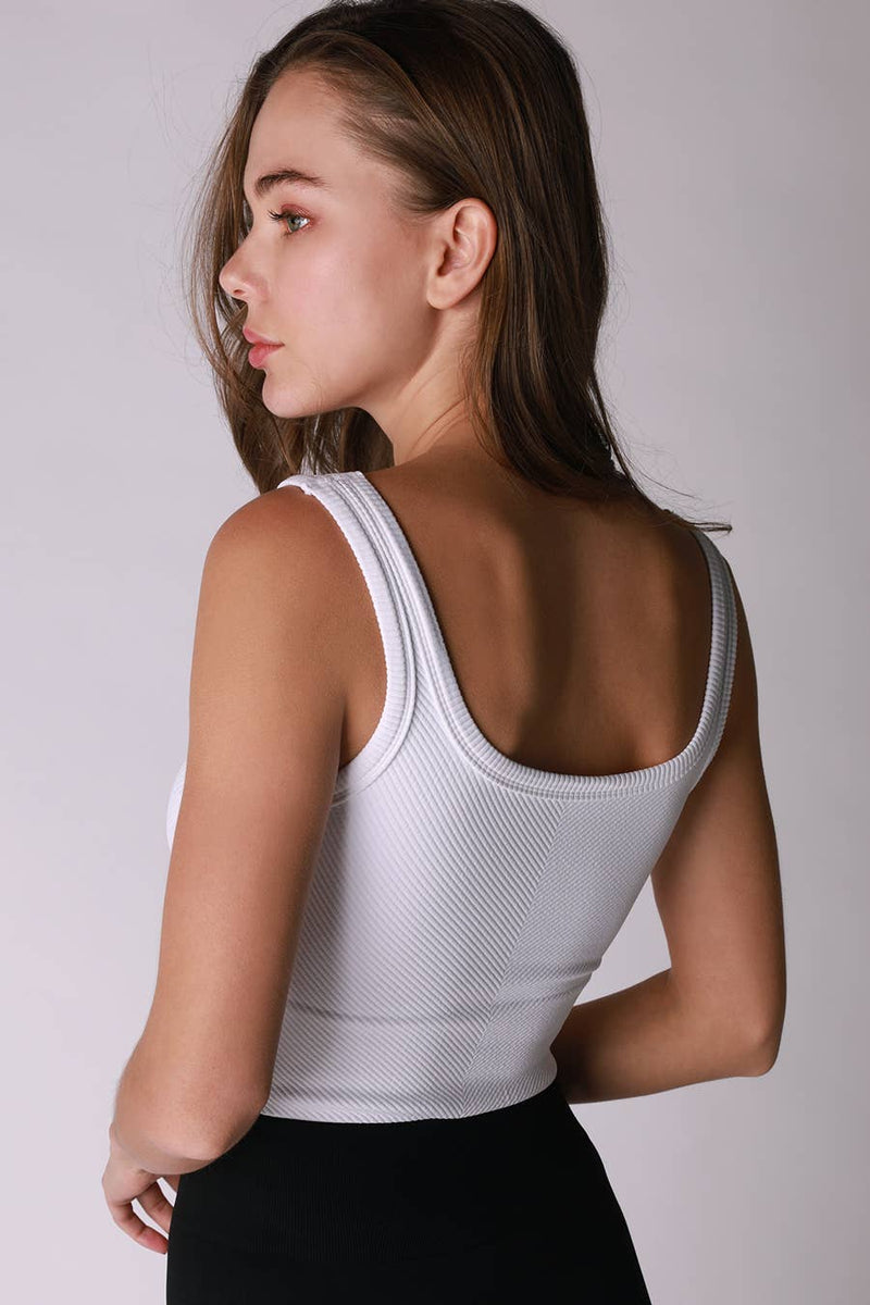 Nikibiki Scoop Chevron Ribbed Crop Top
