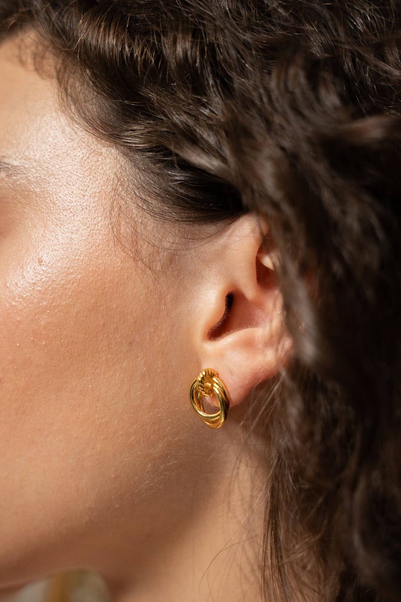 18k Gold Looped Duo Studs