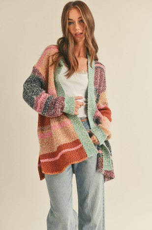 Mixed Yarn Knitted Cardigan