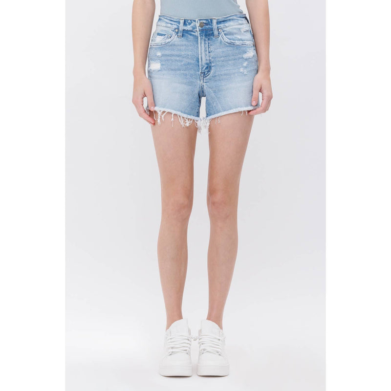 Mica High Rise Cutoffs: Light Wash
