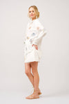 23254SET - Linen Blend Seashell Embroidered Button-Up Set: OFF WHITE / S