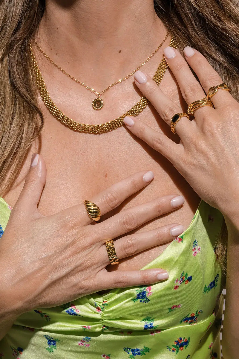 Waterproof Gold Triple Stacked Ring