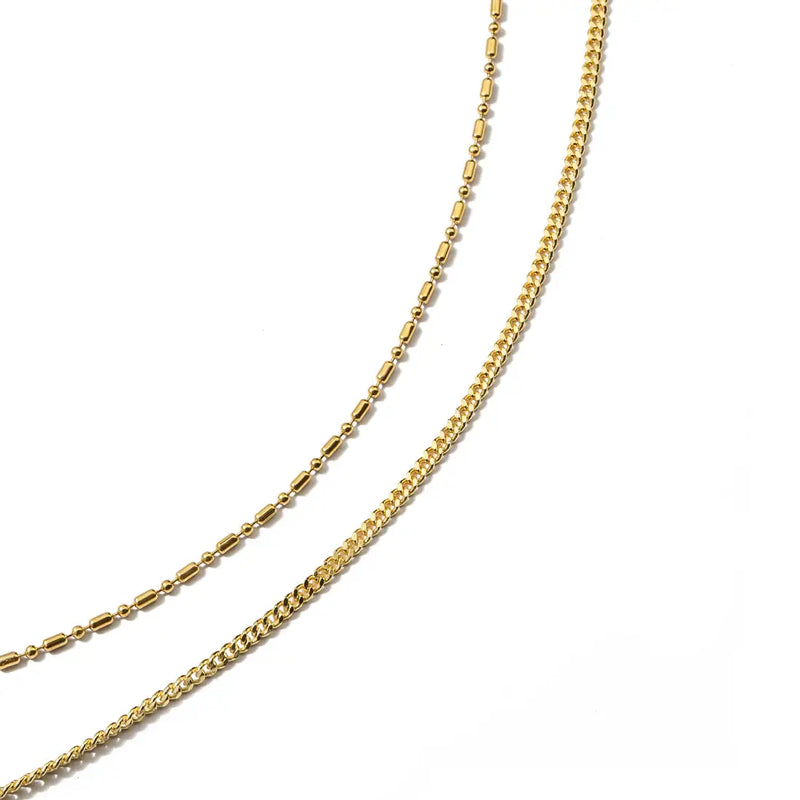 Waterproof Gold Double Barrel Necklace