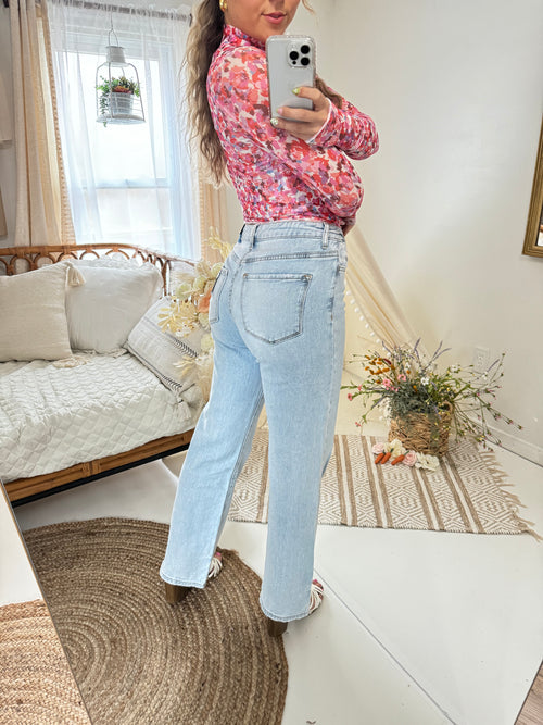 The Heather 90'S Vintage High Rise Straight Flare Jeans