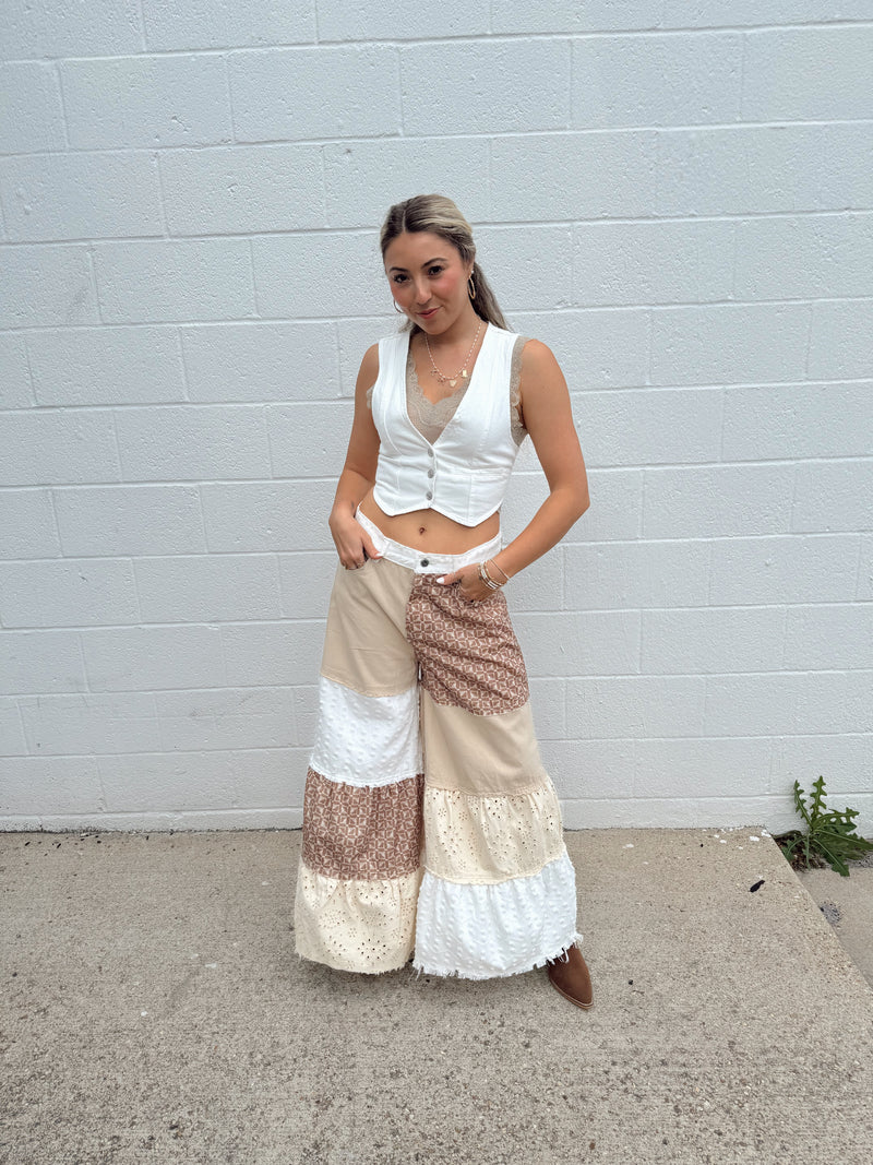 Bohemian Tiered Dream Mid-Rise Wide Leg Pants