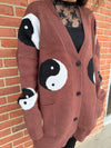 Oversized Yin Yang Cardigan: Brown