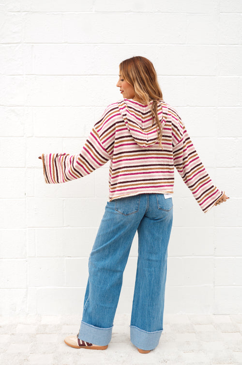 Multi-Color Striped Sweater Hoodie