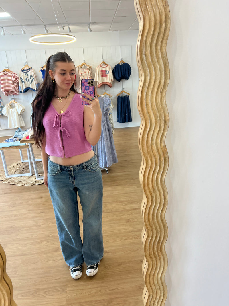Double Tie Lilac Top