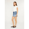 Mica Super High Rise Raw Hem Mid Length Shorts
