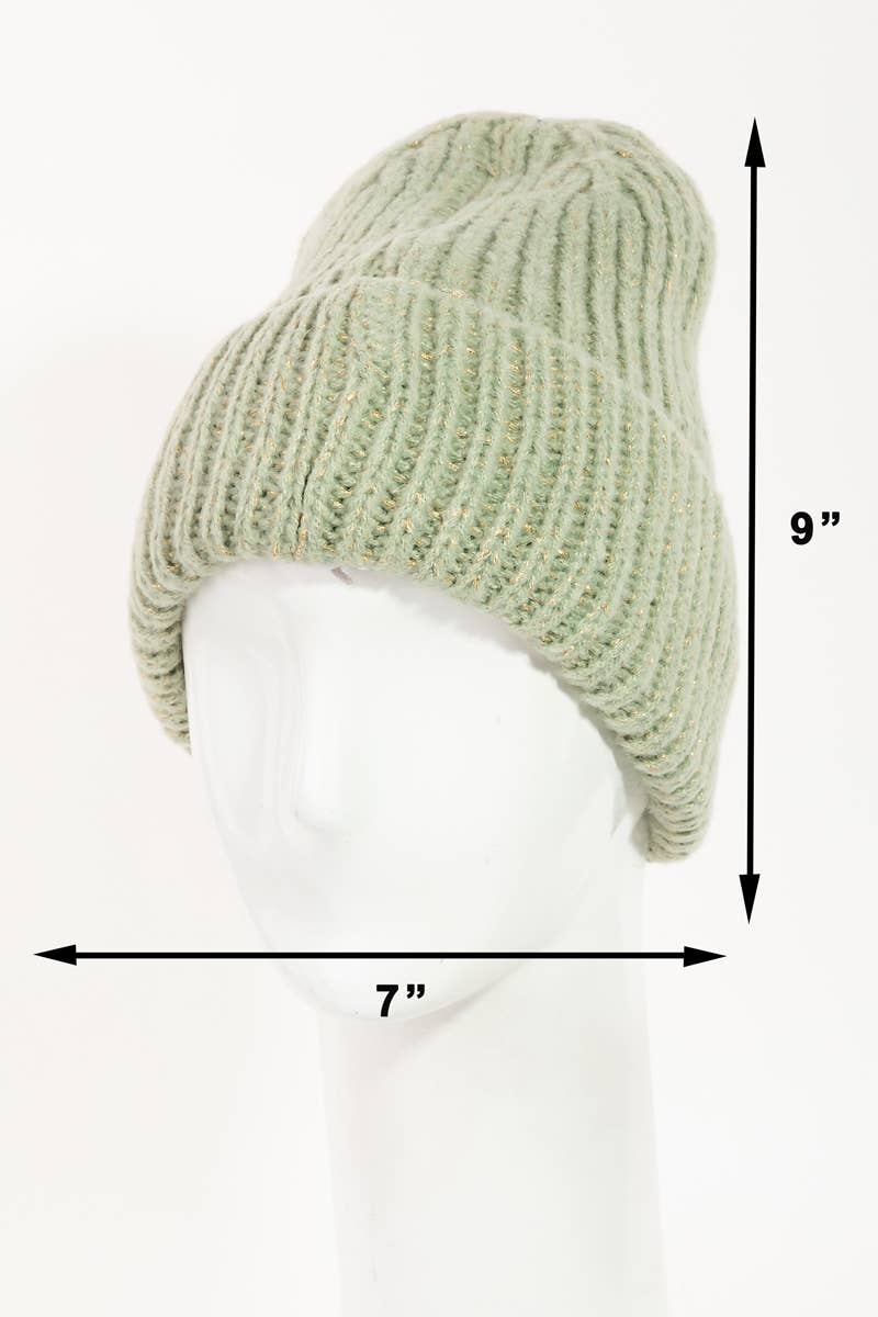 Ribbed Knitted Beanie: Wine