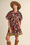 COLLARED BUTTON DOWN FLORAL MINI DRESS MDR4309
