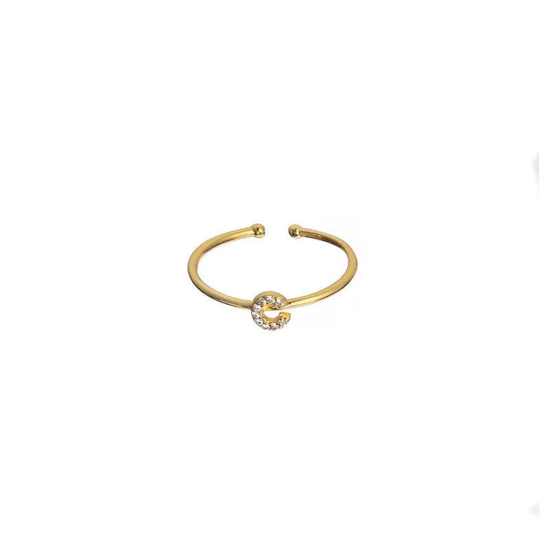 18K Gold Shiny Adjustable Initial Ring - Set of 16