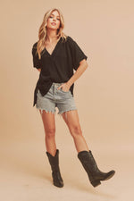 Ellen V- Neck Linen Top