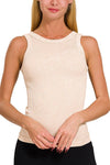 Kelly 2 Way Neckline Washed Ribbed Cropped Tank Top