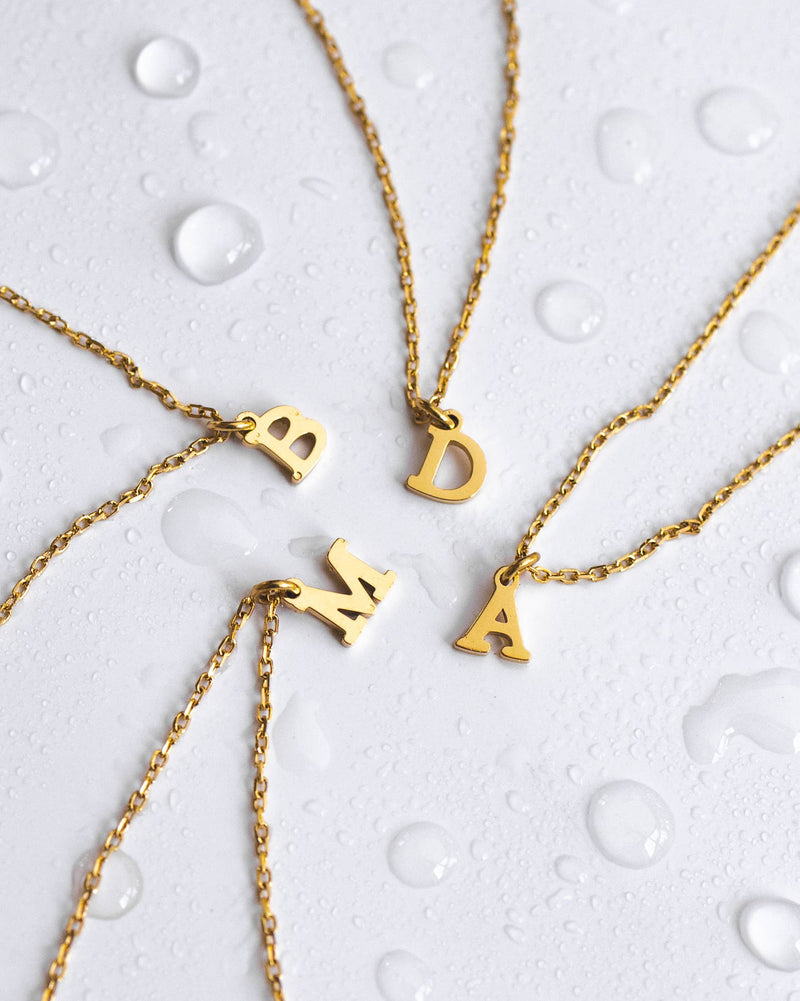 Waterproof Dainty Love Initial Necklace Set X 16:NEW