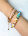 Gold Accent Marble Color Pearl Bead Bracelets Set of 4