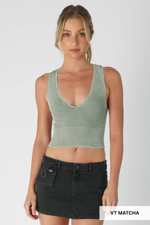 Nikibiki Vintage Plunge V-Neck Seamless Crop Top