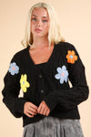 Hand Made 3D Floral Applique Knit Cardigan