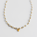 White Shell Necklace with Puffy Heart