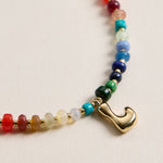 Colorful Beaded Necklace with Gold Letter Initial