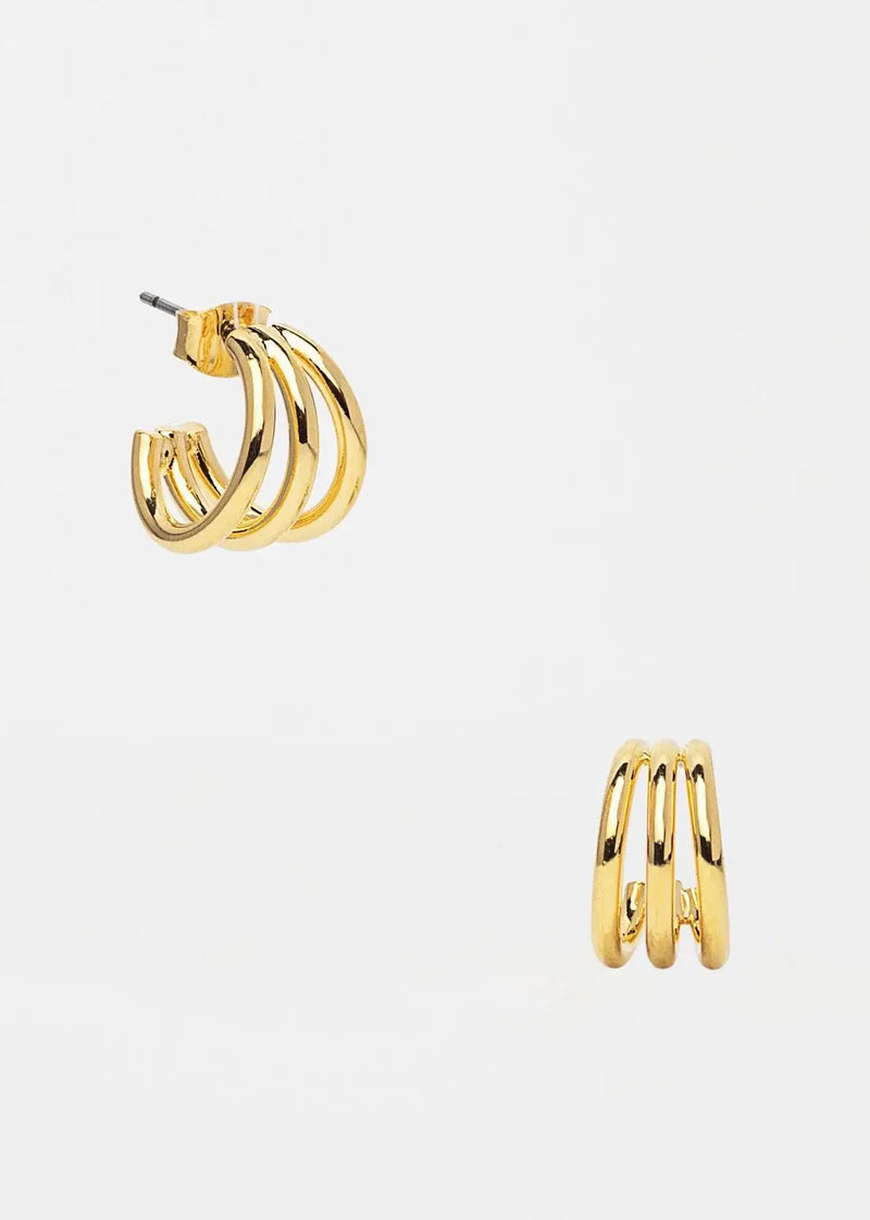 18K Gold Triple Mini Hoops