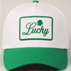 Lucky Four Leaf Clover Embroidery Patch Trucker Hat: KELLY GREEN / ONE SIZE