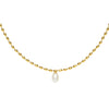 Waterproof Gold Scalloped Pearl Pendant Necklace