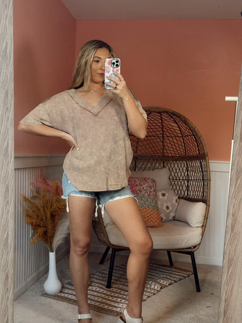 Washed Away Wide V Neck Tee
