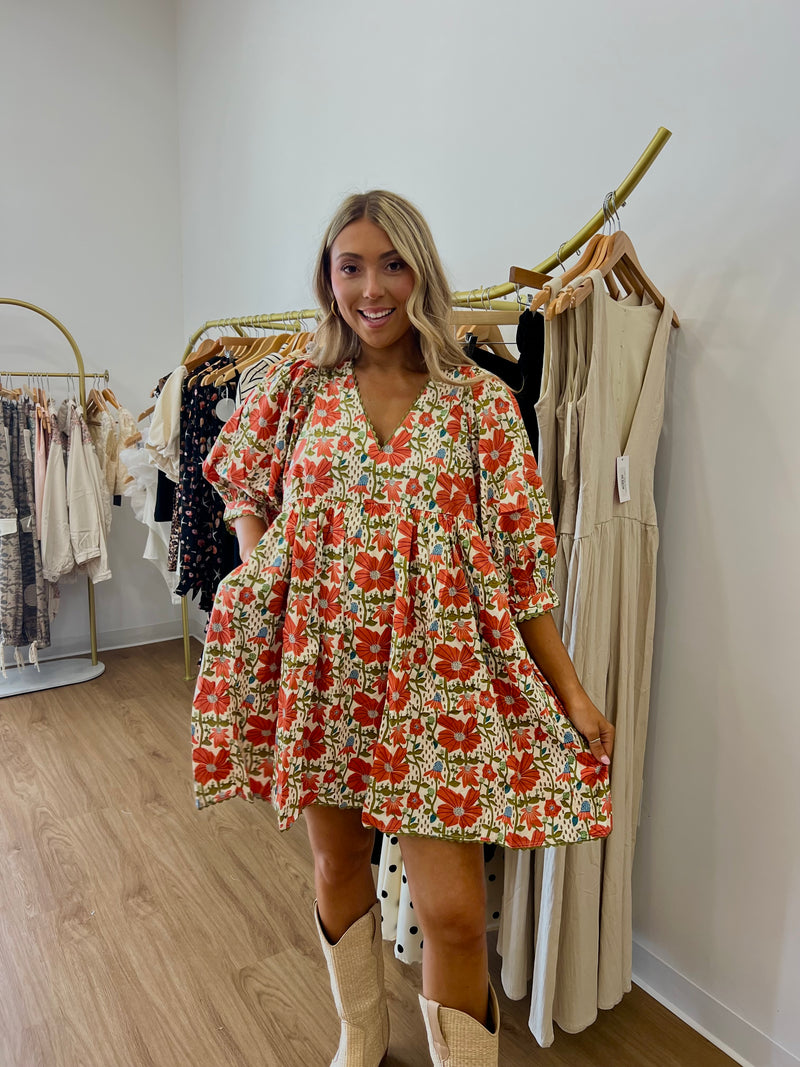 Ansley Mini Dress: Coral