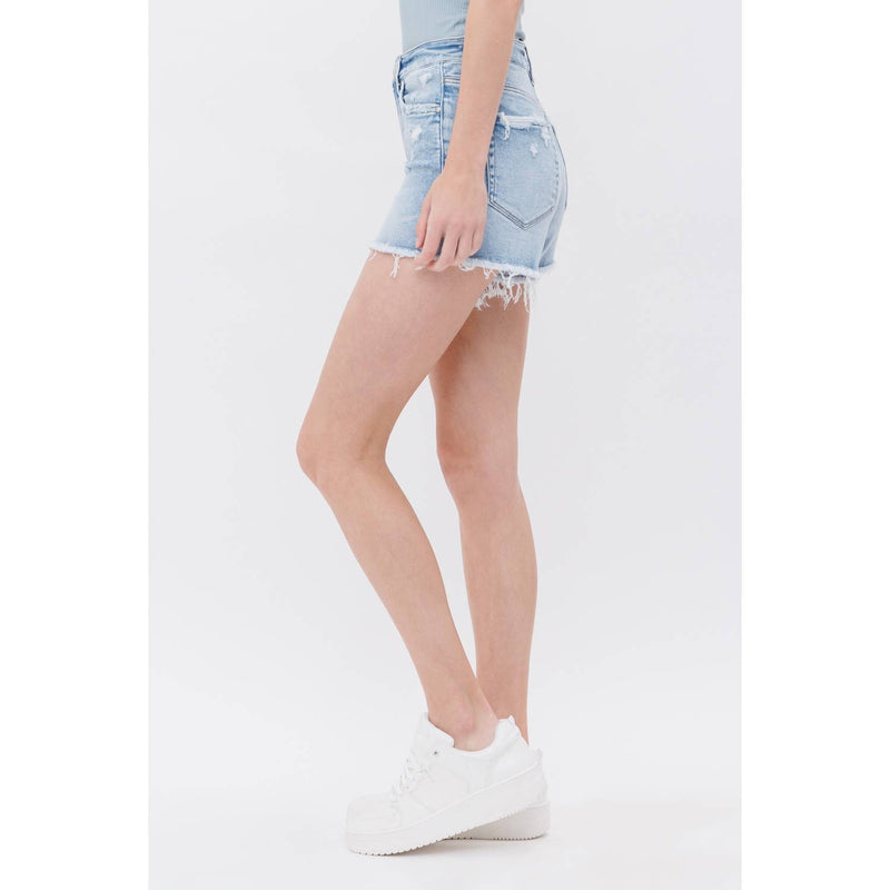 Mica High Rise Cutoffs: Light Wash