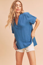 Ellen V- Neck Linen Top