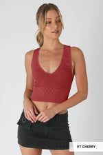 Nikibiki Vintage Plunge V-Neck Seamless Crop Top