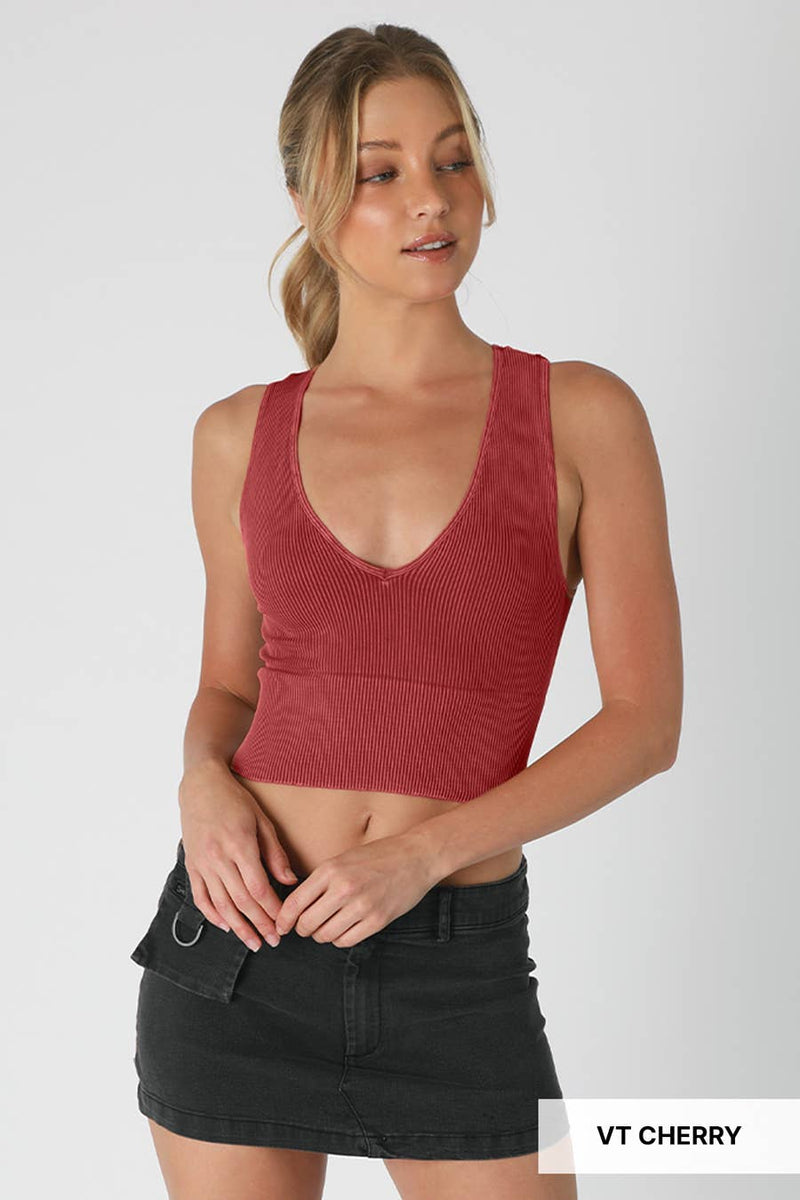 Nikibiki Vintage Plunge V-Neck Seamless Crop Top