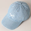 Trendy Bow Embroidered Denim Baseball Cap: LIGHT BLUE / ONE SIZE