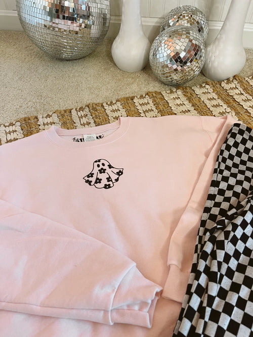 Daisy Ghostie Pullover: Light Pink