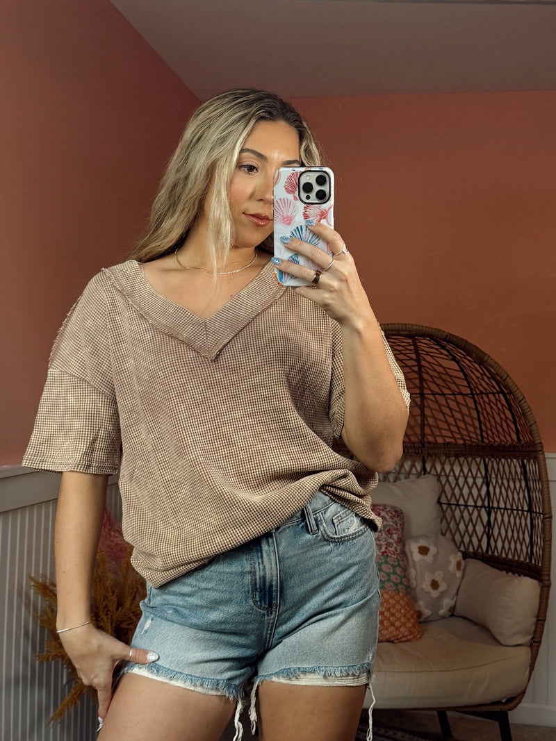 Washed Away Wide V Neck Tee