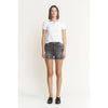 Mica Super High Rise Distressed Shorts: Washed Black