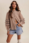 Lace Ruffle Sleeve Pintuck Blouse