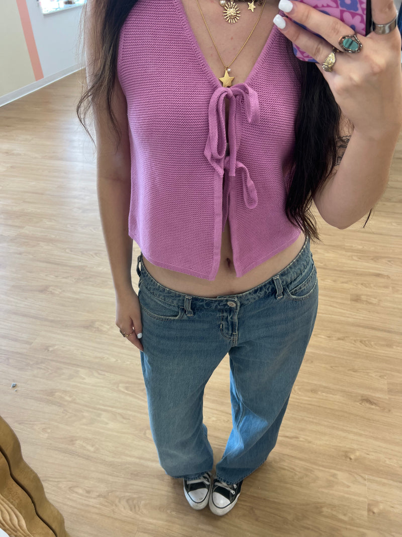 Double Tie Lilac Top