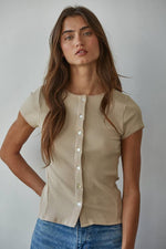 Ribbed Button Down Knit Cardigan Top