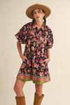 COLLARED BUTTON DOWN FLORAL MINI DRESS MDR4309