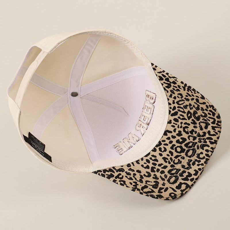 BEER ME Embroidery Leopard Camo Trucker Hat