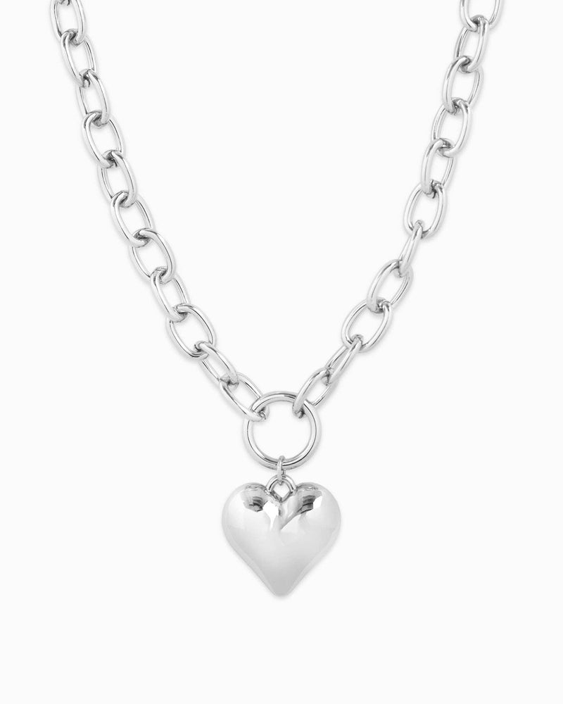 Puffy Heart Chunky Oval Chain Necklace