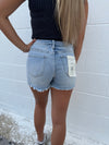 Risen Totally Light Washed Distressed Hem Stretch Shorts