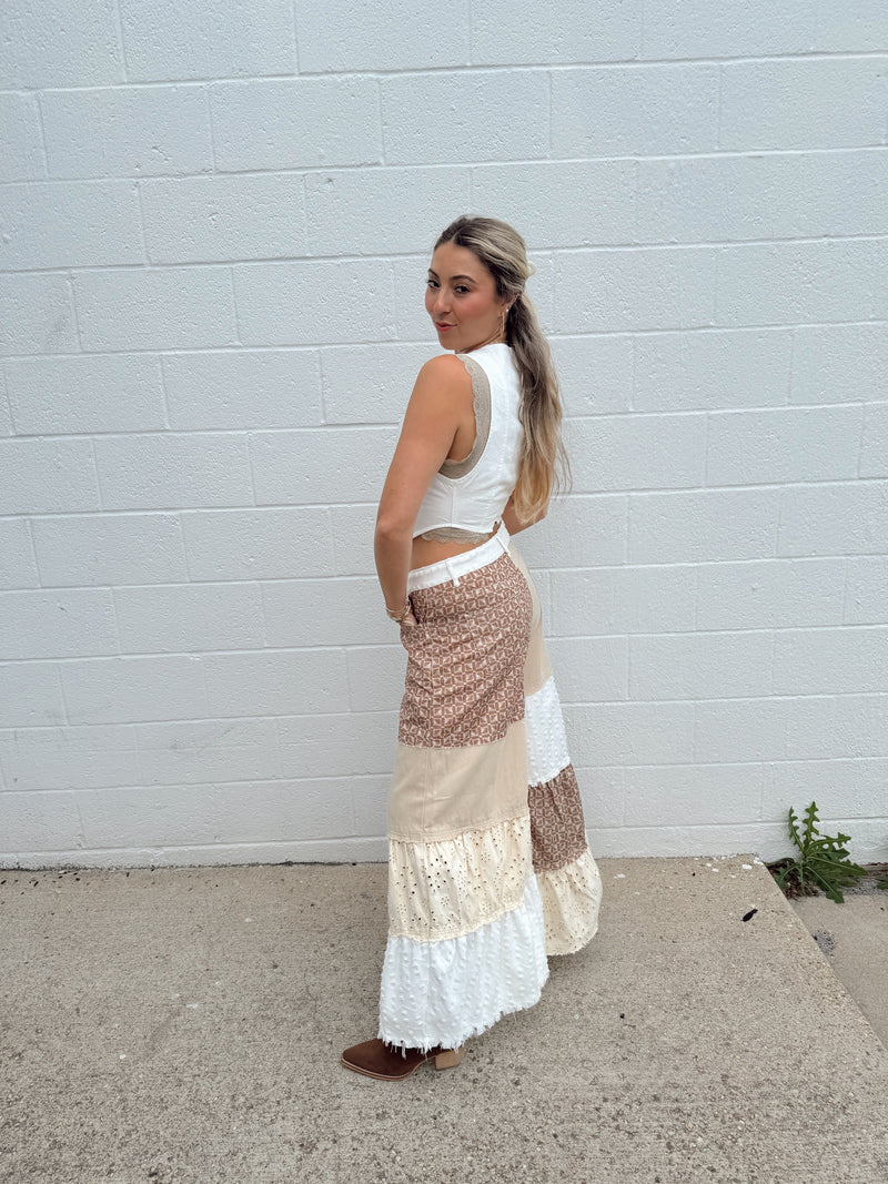 Bohemian Tiered Dream Mid-Rise Wide Leg Pants