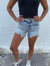 Risen Totally Light Washed Distressed Hem Stretch Shorts